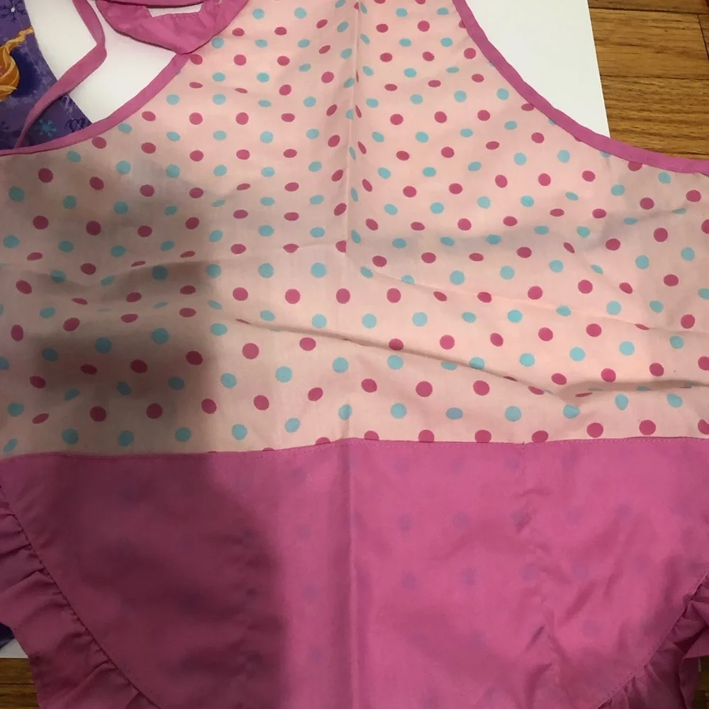 Handmade frozen Anna Elsa apron &‎ Pink Kids' Apron & hat Set cooking baking fun